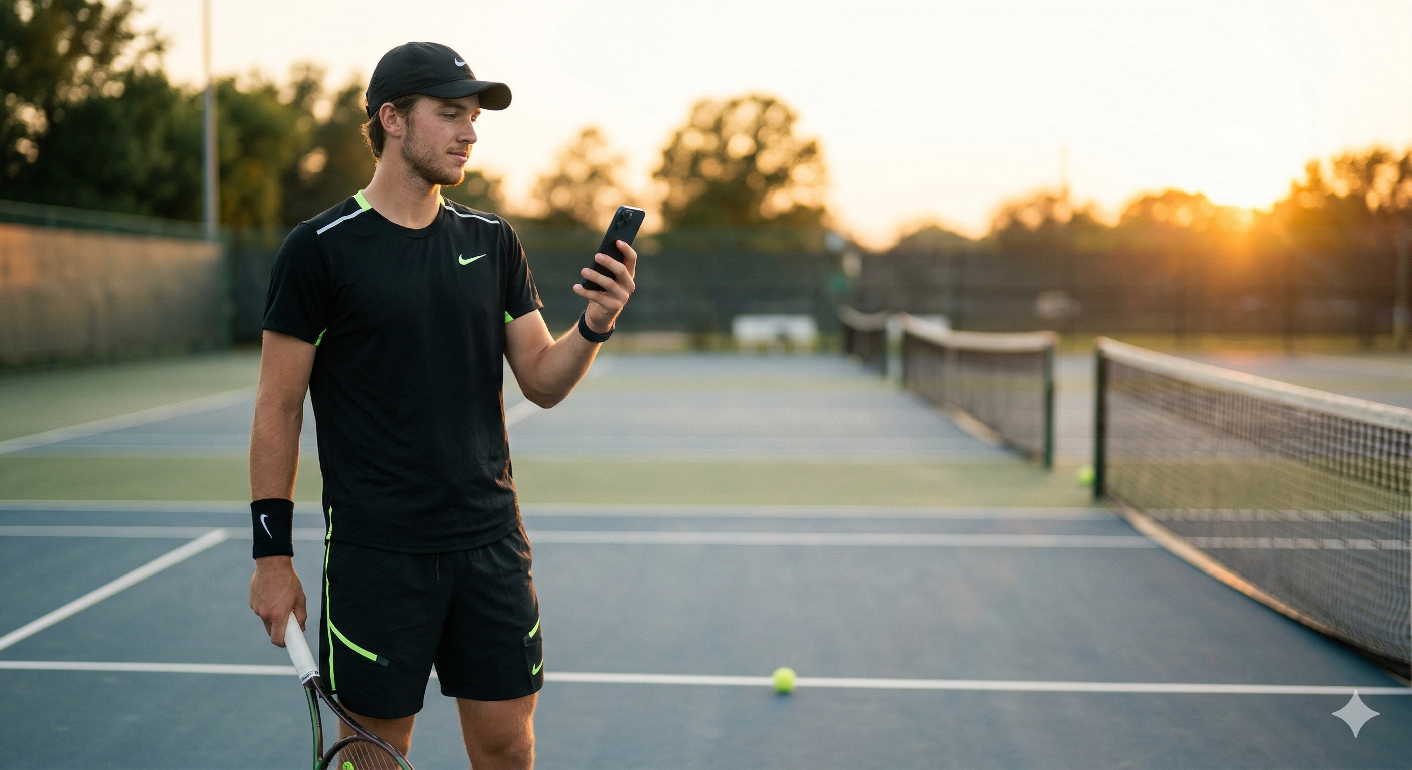 Player reviewing their SmartSwing AI analysis results on the court